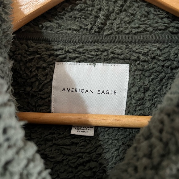 American Eagle Dark Green Fluffy Hoodie Size Large - Picture 2 of 7